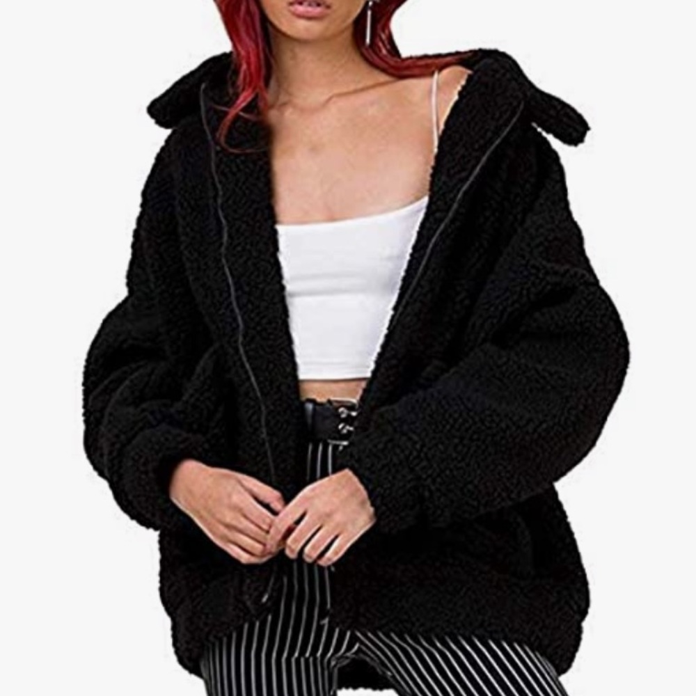 Fuzzy Zip Up Sweatshirt